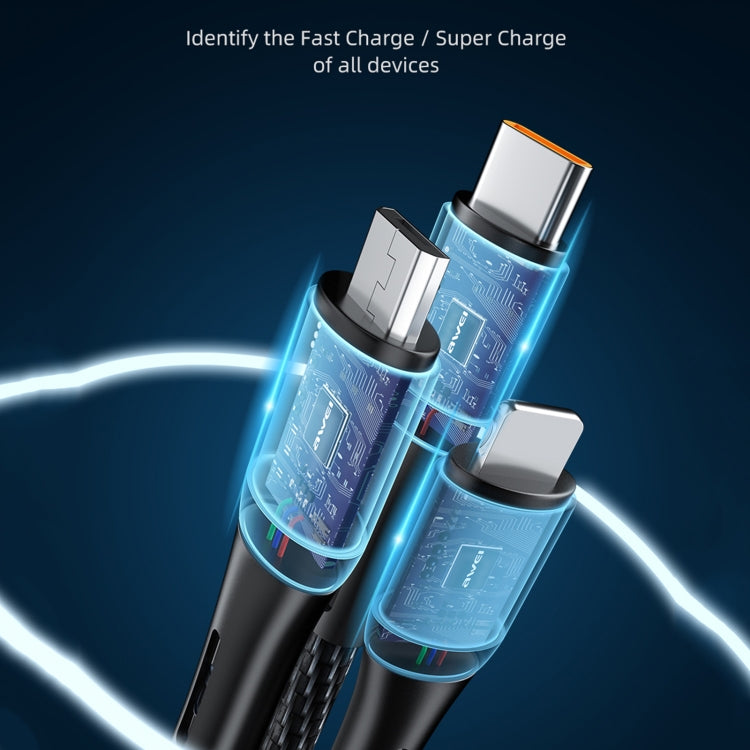 awei CL-972 Type-C / USB-C + 8 Pin + Micro USB 3 In 1 Fast Charging Data Cable, Length: 1.2m(Black) - Multifunction Cable by awei | Online Shopping South Africa | PMC Jewellery | Buy Now Pay Later Mobicred