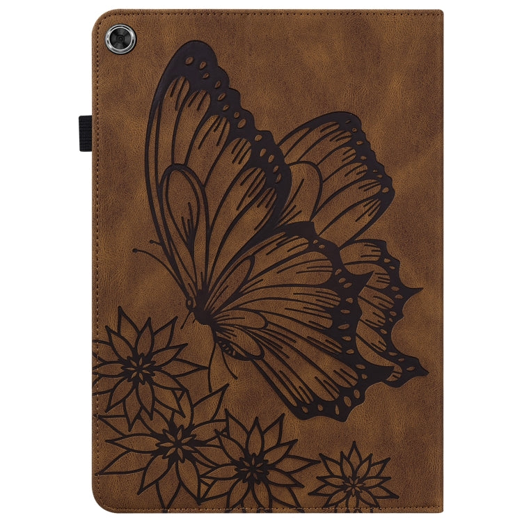 For Lenovo M10 Plus X606F Big Butterfly Embossed Leather Tablet Case(Brown) - Lenovo by PMC TechLife | Online Shopping South Africa | PMC TechLife | Buy Now Pay Later Mobicred