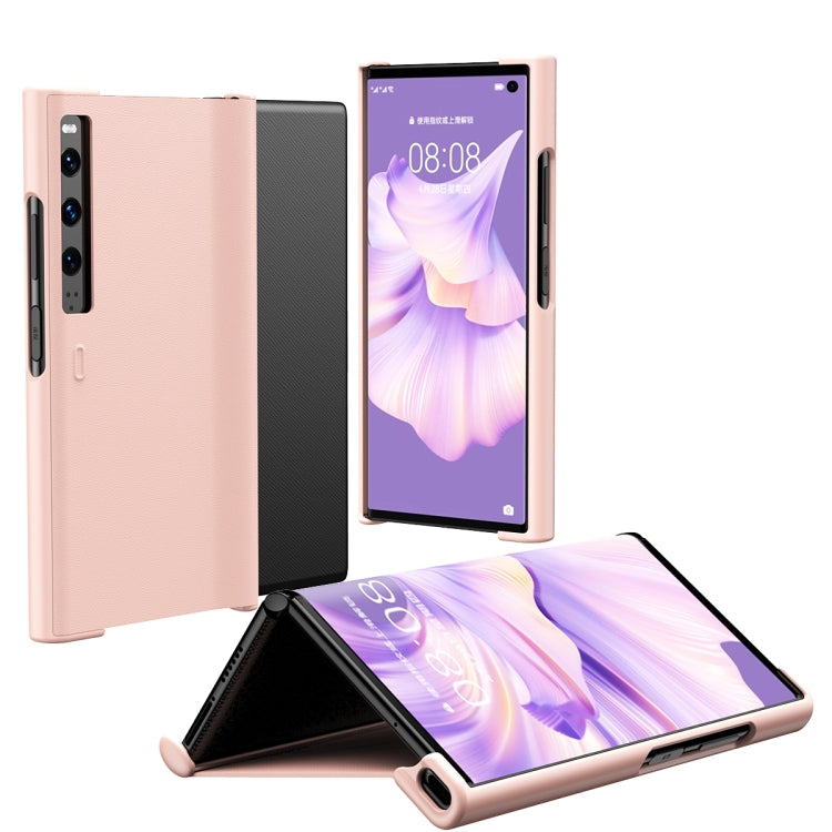 For Huawei Mate Xs 2 Leather Shockproof Phone Case With Holder(Pink) - Huawei Cases by PMC TechLife | Online Shopping South Africa | PMC TechLife | Buy Now Pay Later Mobicred