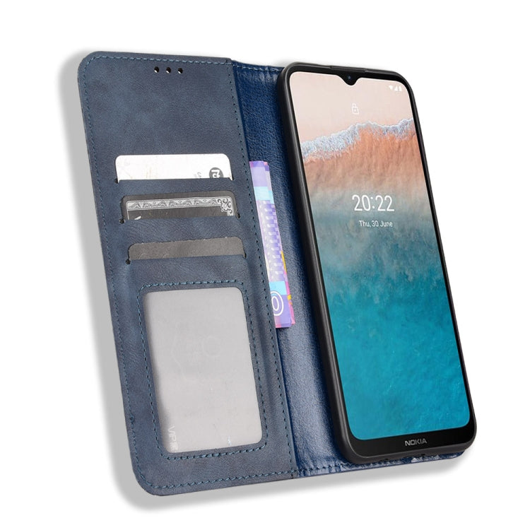 For Nokia C21 Plus Magnetic Buckle Retro Crazy Horse Leather Phone Case(Blue) - Nokia Cases by PMC TechLife | Online Shopping South Africa | PMC TechLife