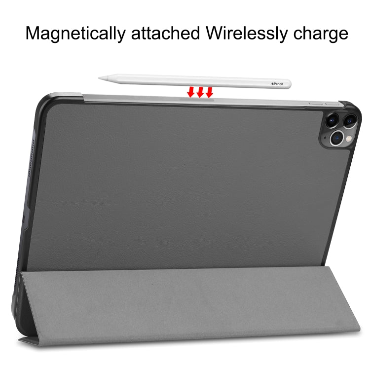 For iPad Air 13 2024 / Pro 12.9 2022 Custer Texture 3-Fold Smart Leather Tablet Case(Gray) - iPad Pro 12.9 (2020) Cases by PMC TechLife | Online Shopping South Africa | PMC TechLife | Buy Now Pay Later Mobicred