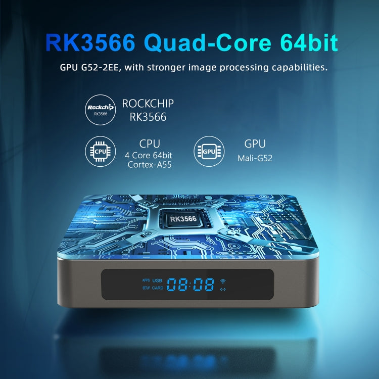 X96 X6 8K Smart TV BOX Android 11.0 Media Player, RK3566 Quad Core ARM Cortex A55, RAM: 8GB, ROM: 64GB, Plug Type:EU Plug - RK3566 by PMC Jewellery | Online Shopping South Africa | PMC Jewellery | Buy Now Pay Later Mobicred