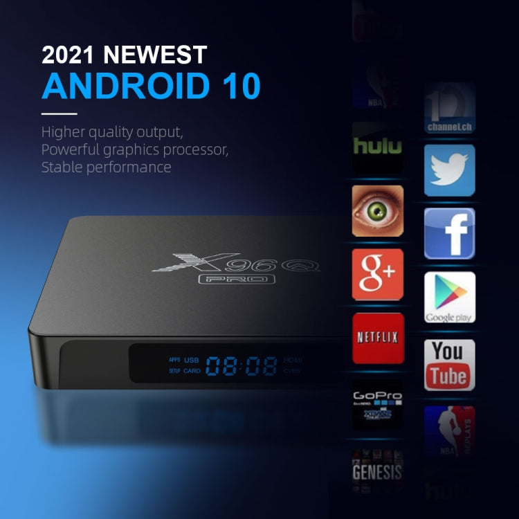 X96Q PRO 4K Smart TV BOX Android 10.0 Media Player, Allwinner H313 Quad Core ARM Cortex A53, RAM: 1GB, ROM: 8GB, Plug Type:EU Plug - Others by PMC Jewellery | Online Shopping South Africa | PMC Jewellery | Buy Now Pay Later Mobicred
