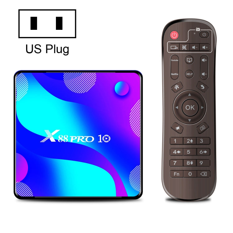 X88 PRO10 4K Smart TV BOX Android 11.0 Media Player, RK3318 Quad-Core 64bit Cortex-A53, RAM: 4GB, ROM: 32GB(US Plug) - RK3318 by PMC Jewellery | Online Shopping South Africa | PMC Jewellery | Buy Now Pay Later Mobicred