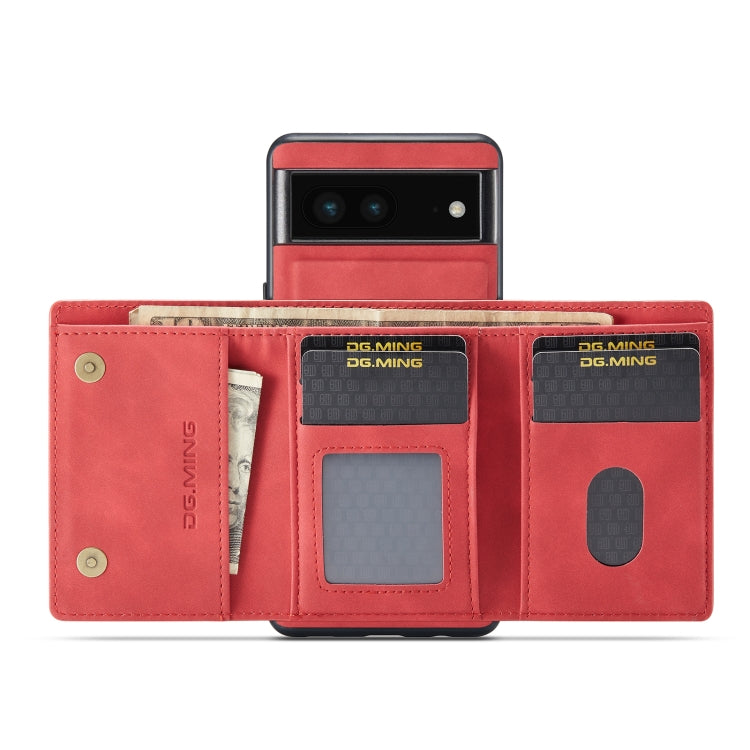 For Google Pixel 6A DG.MING M1 Series 3-Fold Multi Card Wallet + Magnetic Phone Case(Red) - free shipping - PMC TechLife - Order now!