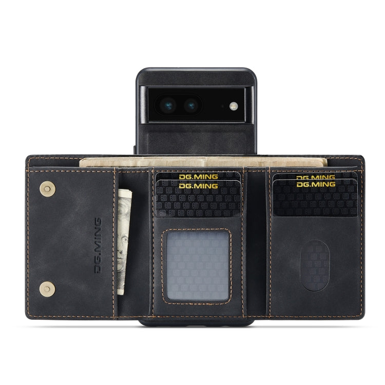 For Google Pixel 7 5G DG.MING M1 Series 3-Fold Multi Card Wallet + Magnetic Phone Case(Black) - Google Cases by DG.MING | Online Shopping South Africa | PMC TechLife | Buy Now Pay Later Mobicred