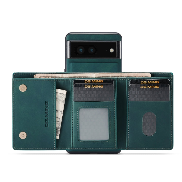 For Google Pixel 7 5G DG.MING M1 Series 3-Fold Multi Card Wallet + Magnetic Phone Case(Green) - free shipping - PMC TechLife - Order now!