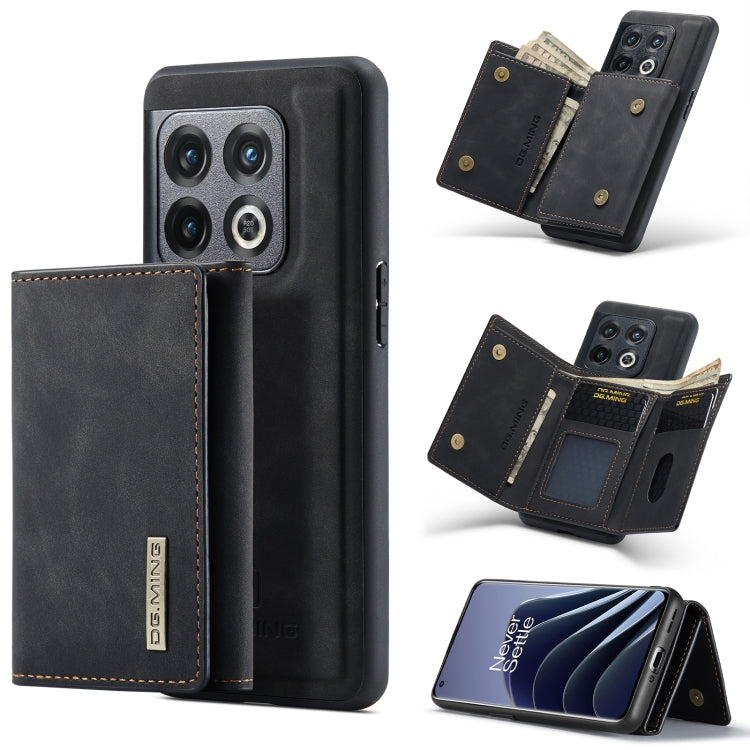 For OnePlus 10 Pro DG.MING M1 Series 3-Fold Multi Card Wallet + Magnetic Phone Case(Black) - OnePlus Cases by DG.MING | Online Shopping South Africa | PMC TechLife | Buy Now Pay Later Mobicred