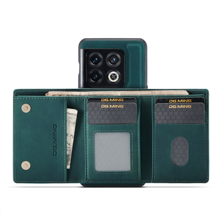 For OnePlus 10 Pro DG.MING M1 Series 3-Fold Multi Card Wallet + Magnetic Phone Case(Green) - OnePlus Cases by DG.MING | Online Shopping South Africa | PMC TechLife | Buy Now Pay Later Mobicred