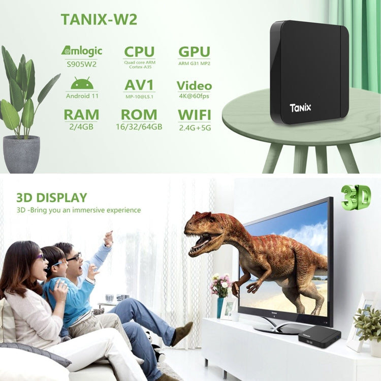 Tanix W2 Amlogic S905 Quad Core Smart TV Set Top Box, RAM:4G+32G With Dual Wifi/BT(UK Plug) - Amlogic S905 by PMC Jewellery | Online Shopping South Africa | PMC Jewellery | Buy Now Pay Later Mobicred