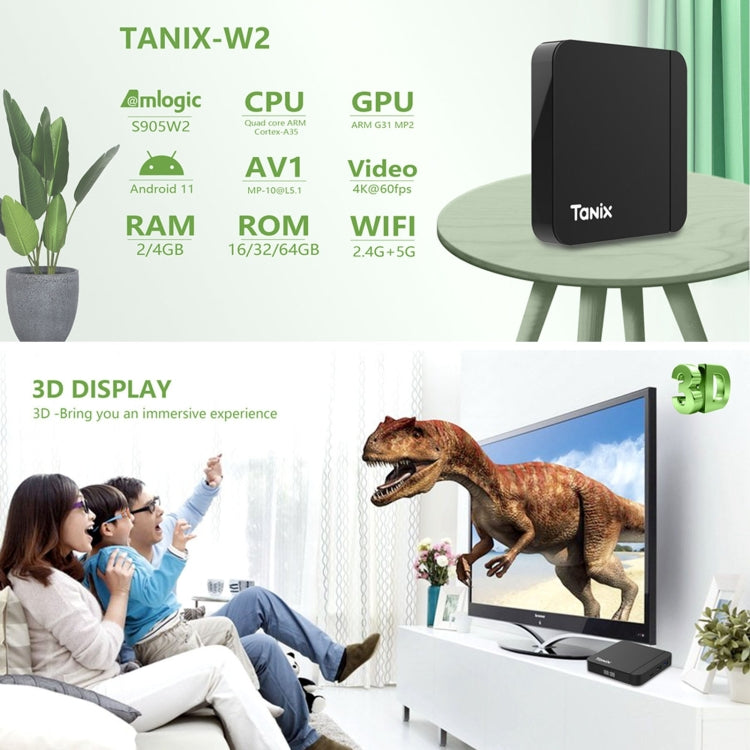 Tanix W2 Amlogic S905 Quad Core Smart TV Set Top Box, RAM:4G+32G With Dual Wifi/BT(EU Plug) - Amlogic S905 by PMC Jewellery | Online Shopping South Africa | PMC Jewellery | Buy Now Pay Later Mobicred