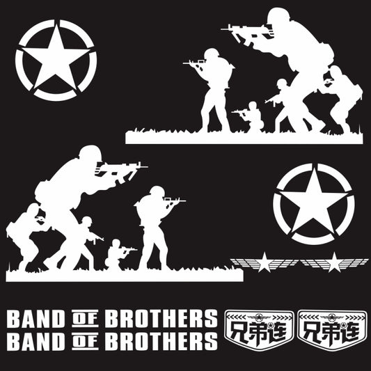 2 PCS/Set D-135 Band of Brothers Pattern Car Modified Decorative Sticker(White) - Decorative Sticker by PMC Jewellery | Online Shopping South Africa | PMC Jewellery | Buy Now Pay Later Mobicred
