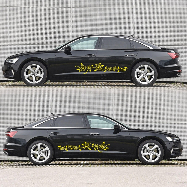 2 PCS/Set D-378 Flower Totem Pattern Car Modified Decorative Sticker(Yellow) - Decorative Sticker by PMC Jewellery | Online Shopping South Africa | PMC Jewellery | Buy Now Pay Later Mobicred