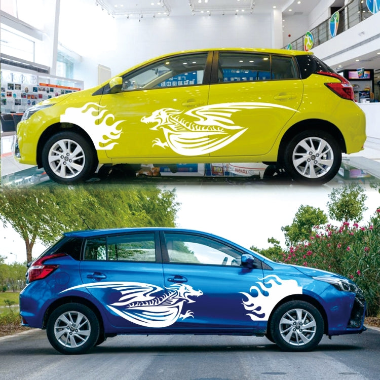 2 PCS/Set D-489 Fire-breathing Dragon Pattern Car Modified Decorative Sticker(White) - Decorative Sticker by PMC TechLife | Online Shopping South Africa | PMC TechLife | Buy Now Pay Later Mobicred