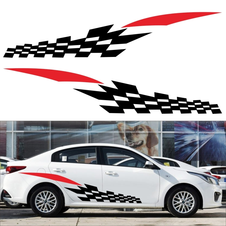 2 PCS/Set D-538 Checkered Totem Pattern Car Modified Decorative Sticker(White+Red) - Decorative Sticker by PMC Jewellery | Online Shopping South Africa | PMC Jewellery | Buy Now Pay Later Mobicred
