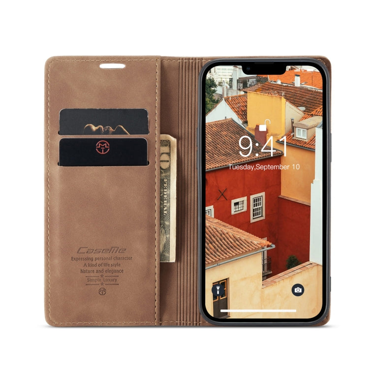 For iPhone 14 Plus CaseMe-013 Multifunctional Retro Frosted Leather Phone Case (Brown) - iPhone 14 Plus Cases by CaseMe | Online Shopping South Africa | PMC Jewellery | Buy Now Pay Later Mobicred