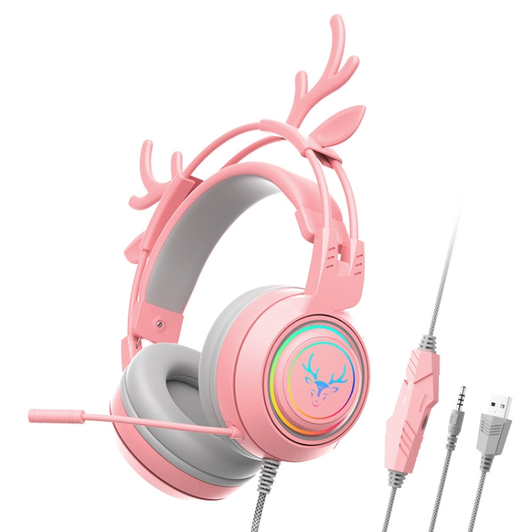 SOYTO SY-G25 Antlers RGB HD Microphone 3D Space Sound Wired Gaming Headset(Pink) - Multimedia Headset by SOYTO | Online Shopping South Africa | PMC Jewellery | Buy Now Pay Later Mobicred