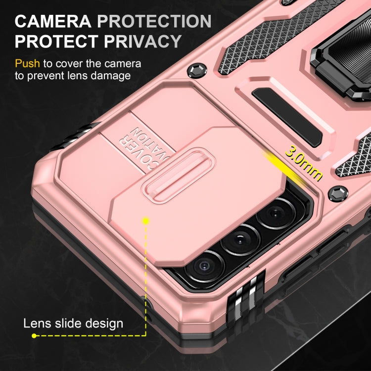 For Samsung Galaxy A52 5G/4G Armor PC + TPU Camera Shield Phone Case(Rose Gold) - Galaxy Phone Cases by PMC Jewellery | Online Shopping South Africa | PMC Jewellery