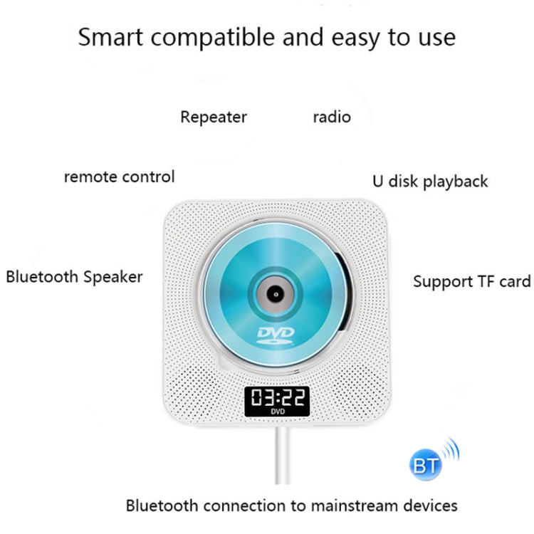 Kecag KC-608 Wall Mounted HD DVD Player Bluetooth CD Player(Blue) - DVD & LCD Player by Kecag | Online Shopping South Africa | PMC Jewellery | Buy Now Pay Later Mobicred