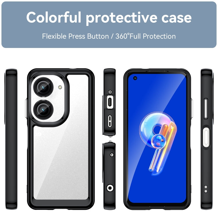 For Asus ZenFone 9 Colorful Series Acrylic + TPU Phone Case(Black) - ASUS Cases by PMC TechLife | Online Shopping South Africa | PMC TechLife