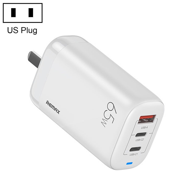 REMAX RP-U55 Territory Series 65W USB+Dual USB-C / Type-C Interface Fast Charger, Specification:US Plug (White) - USB Charger by REMAX | Online Shopping South Africa | PMC Jewellery | Buy Now Pay Later Mobicred