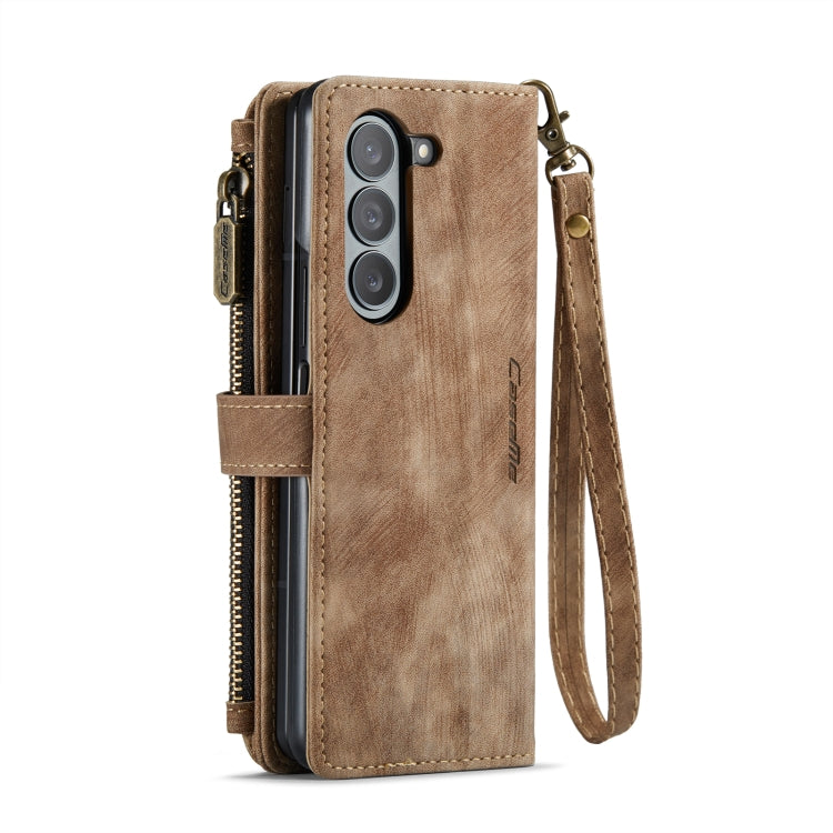 For Samsung Galaxy Z Fold5 CaseMe C30 Multifunctional Card Slots Zipper Phone Leather Phone Case(Brown) - Galaxy Z Fold5 Cases by CaseMe | Online Shopping South Africa | PMC Jewellery | Buy Now Pay Later Mobicred