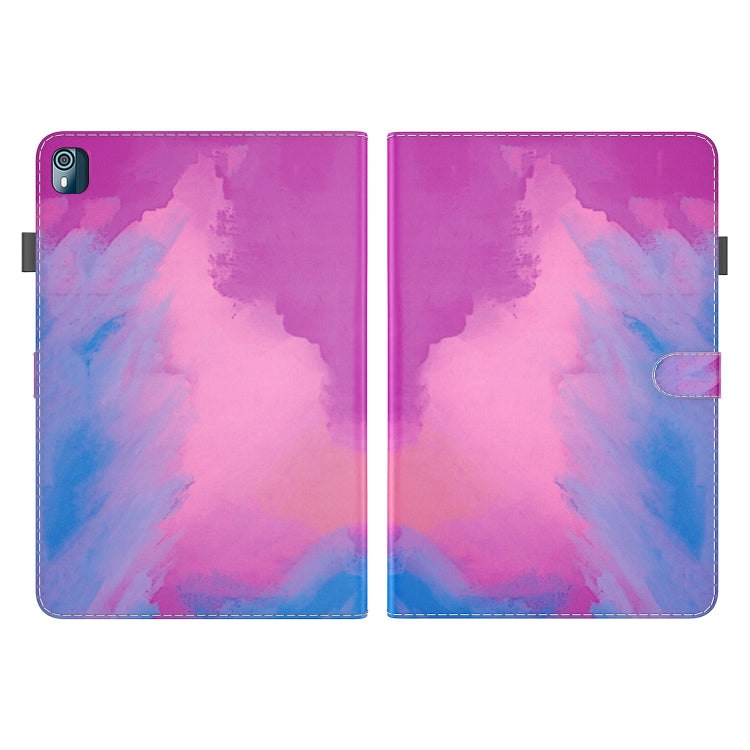 For Nokia T10 Watercolor Pattern Flip Leather Tablet Case(Purple Red) - Nokia by PMC TechLife | Online Shopping South Africa | PMC TechLife | Buy Now Pay Later Mobicred