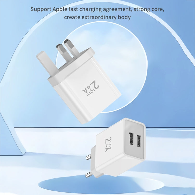 TOTU Joe Series Dual USB Ports Travel Charger, Plug Type:EU Plug(White) - USB Charger by TOTUDESIGN | Online Shopping South Africa | PMC Jewellery | Buy Now Pay Later Mobicred