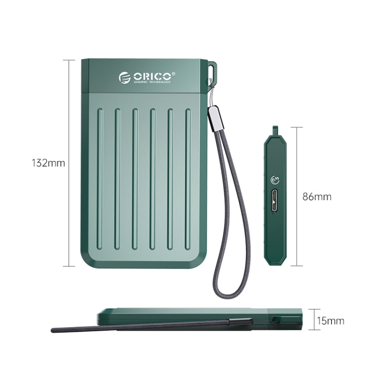 ORICO M25U3-GR 2.5 inch USB 3.0 Micro-B Hard Drive Enclosure(Green) - External Hard Drives by ORICO | Online Shopping South Africa | PMC Jewellery | Buy Now Pay Later Mobicred