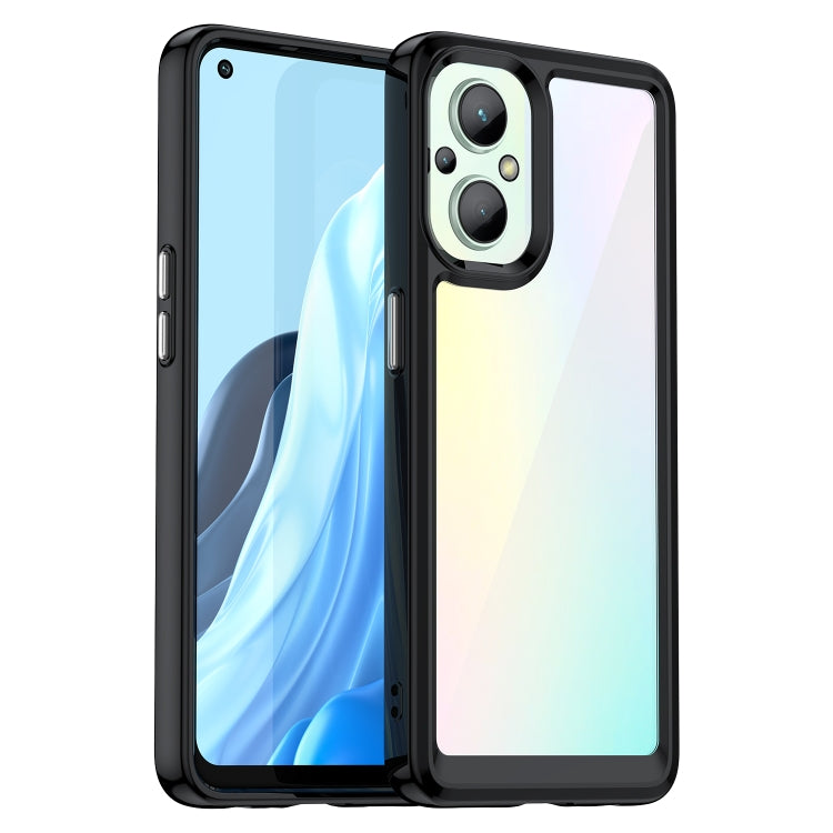 For OPPO Reno 7Z 5G Colorful Series Acrylic + TPU Phone Case(Black) - OPPO Cases by PMC Jewellery | Online Shopping South Africa | PMC Jewellery | Buy Now Pay Later Mobicred