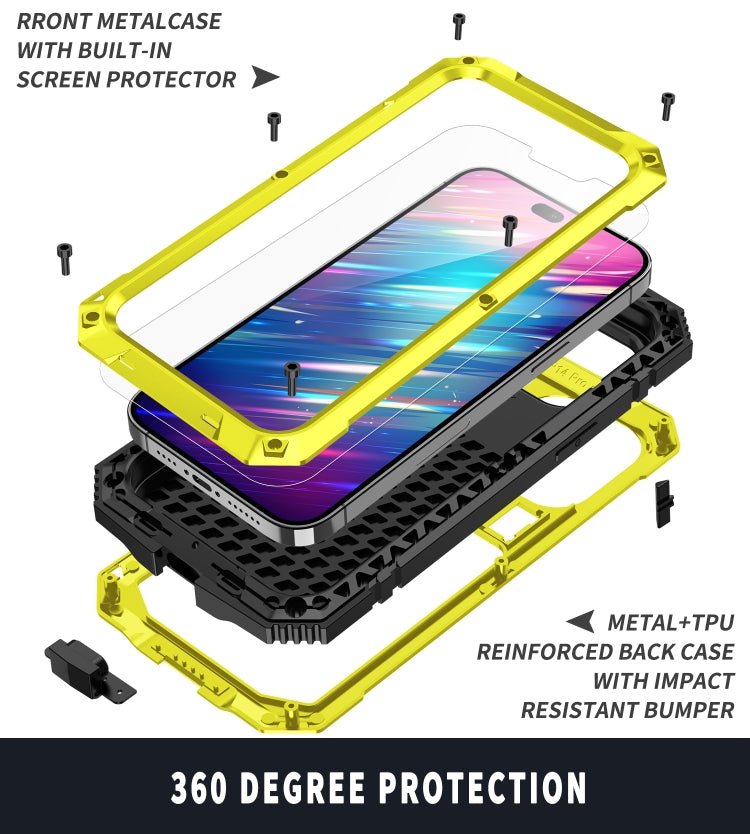 For iPhone 14 Pro Max R-JUST Shockproof Waterproof Dust-proof Case with Holder (Yellow) - iPhone 14 Pro Max Cases by R-JUST | Online Shopping South Africa | PMC Jewellery