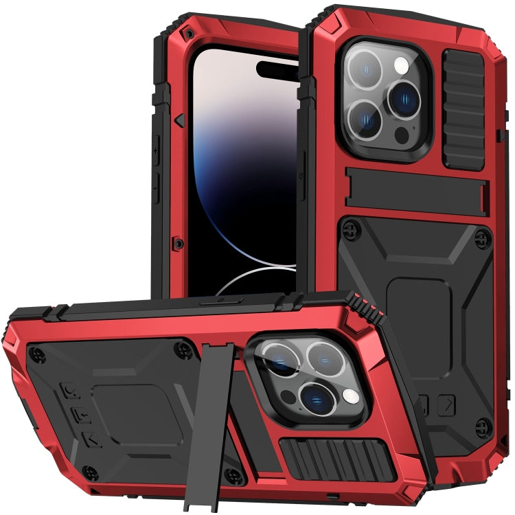 For iPhone 14 Pro Max R-JUST Shockproof Waterproof Dust-proof Case with Holder (Red) - iPhone 14 Pro Max Cases by R-JUST | Online Shopping South Africa | PMC Jewellery