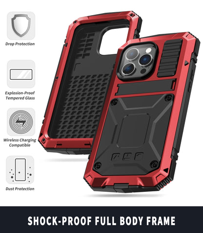 For iPhone 14 Pro Max R-JUST Shockproof Waterproof Dust-proof Case with Holder (Red) - iPhone 14 Pro Max Cases by R-JUST | Online Shopping South Africa | PMC Jewellery