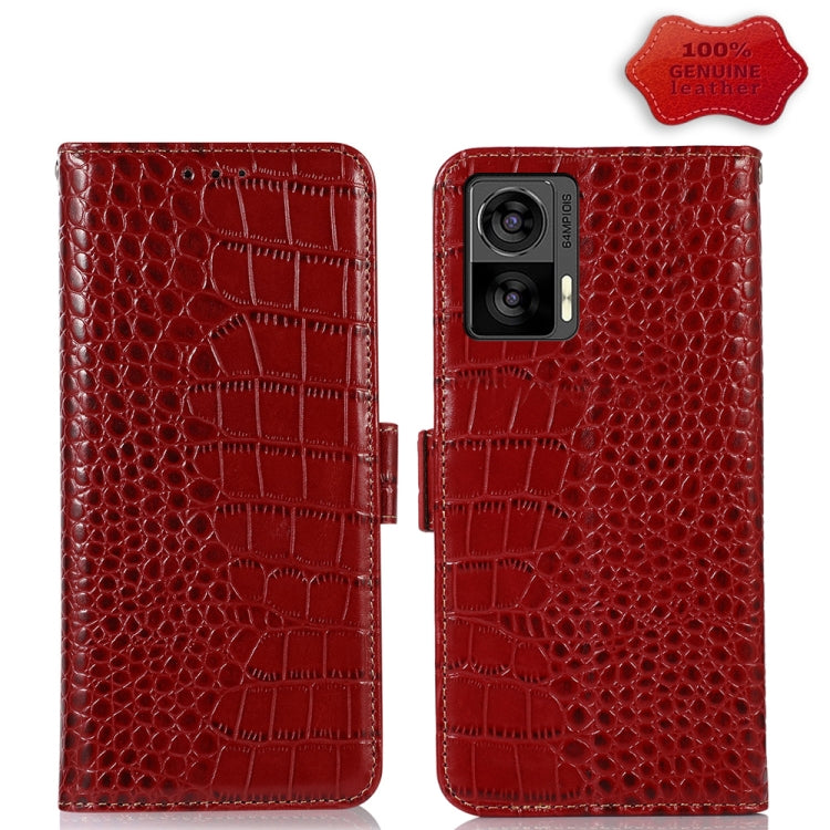 For Motorola Edge 30 Lite / Edge 30 Neo Crocodile Top Layer Cowhide Leather Phone Case(Red) - Motorola Cases by PMC TechLife | Online Shopping South Africa | PMC TechLife | Buy Now Pay Later Mobicred