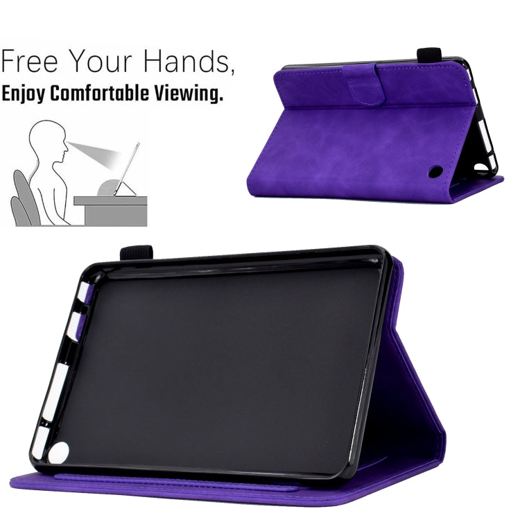 For Amazon Kindle Fire 7 2022 Embossed Smile Flip Tablet Leather Case(Purple) - Amazon by PMC TechLife | Online Shopping South Africa | PMC TechLife | Buy Now Pay Later Mobicred