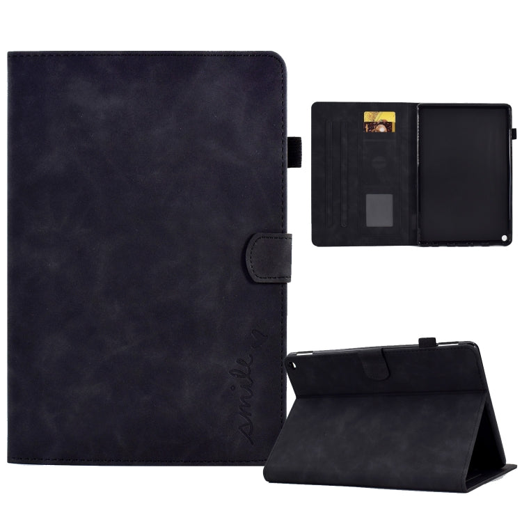For Amazon Kindle Fire HD 8 2022 / 2020 Embossed Smile Flip Tablet Leather Case(Black) - Amazon by PMC TechLife | Online Shopping South Africa | PMC TechLife | Buy Now Pay Later Mobicred