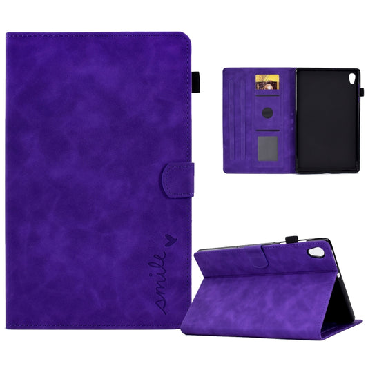 For Lenovo Tab M10 HD Gen 2 Embossed Smile Flip Tablet Leather Case(Purple) - Lenovo by PMC Jewellery | Online Shopping South Africa | PMC Jewellery | Buy Now Pay Later Mobicred