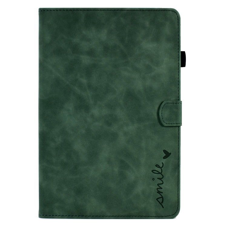 For Lenovo M10 Plus Embossed Smile Flip Tablet Leather Case(Green) - Lenovo by PMC TechLife | Online Shopping South Africa | PMC TechLife | Buy Now Pay Later Mobicred