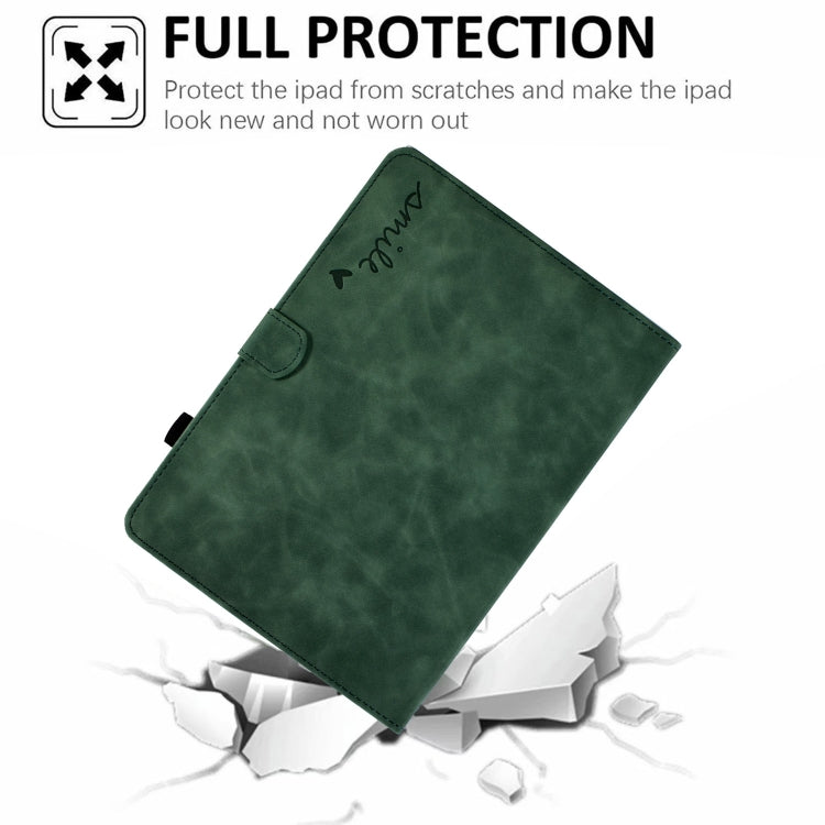 For Lenovo M10 Plus Embossed Smile Flip Tablet Leather Case(Green) - Lenovo by PMC TechLife | Online Shopping South Africa | PMC TechLife | Buy Now Pay Later Mobicred