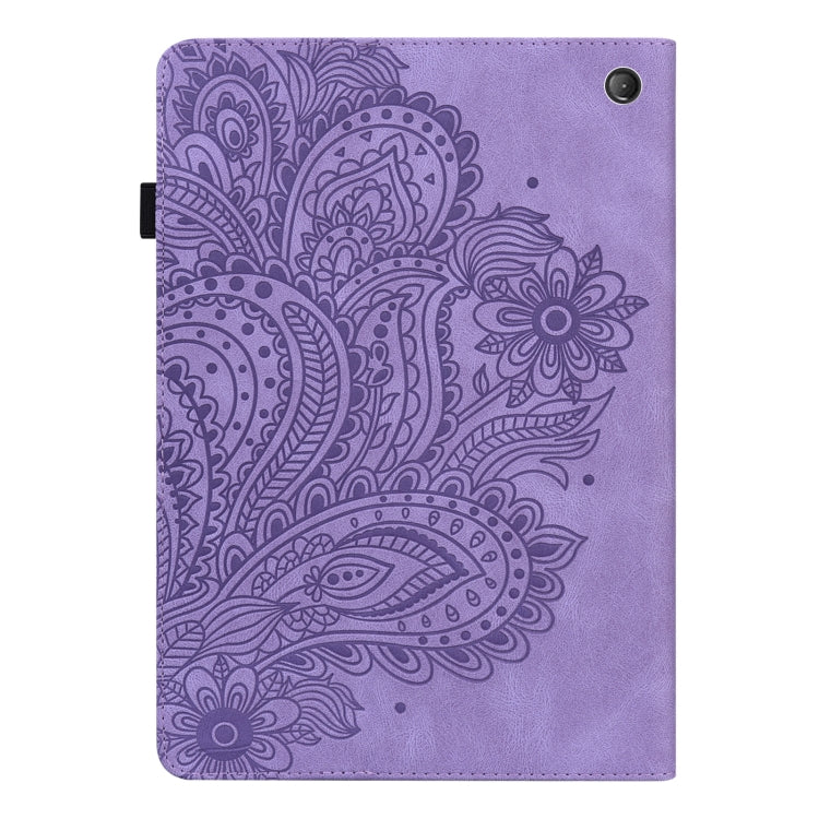 For Amazon Kindle Fire 7 2022 Peacock Embossed Pattern Leather Tablet Case(Purple) - Amazon by PMC TechLife | Online Shopping South Africa | PMC TechLife | Buy Now Pay Later Mobicred