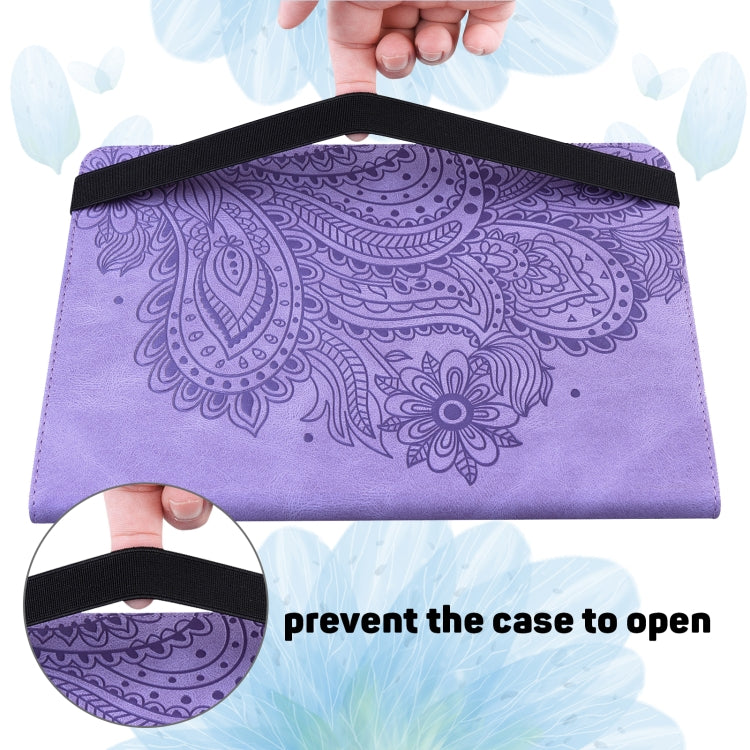 For Amazon Kindle Fire 7 2022 Peacock Embossed Pattern Leather Tablet Case(Purple) - Amazon by PMC TechLife | Online Shopping South Africa | PMC TechLife | Buy Now Pay Later Mobicred