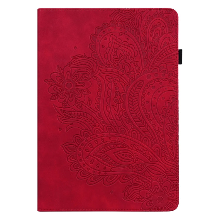 For Amazon Kindle Fire 7 2022 Peacock Embossed Pattern Leather Tablet Case(Red) - Amazon by PMC TechLife | Online Shopping South Africa | PMC TechLife | Buy Now Pay Later Mobicred