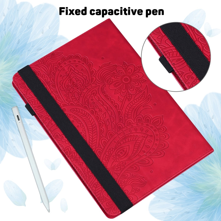 For Amazon Kindle Fire 7 2022 Peacock Embossed Pattern Leather Tablet Case(Red) - Amazon by PMC TechLife | Online Shopping South Africa | PMC TechLife | Buy Now Pay Later Mobicred