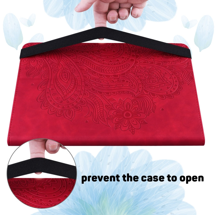 For Amazon Kindle Fire 7 2022 Peacock Embossed Pattern Leather Tablet Case(Red) - Amazon by PMC TechLife | Online Shopping South Africa | PMC TechLife | Buy Now Pay Later Mobicred