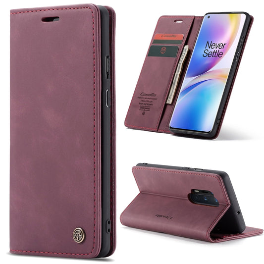 For OnePlus 8 Pro CaseMe Multifunctional Horizontal Flip Leather Case, with Card Slot & Holder & Wallet(Wine Red) - OnePlus Cases by CaseMe | Online Shopping South Africa | PMC Jewellery | Buy Now Pay Later Mobicred