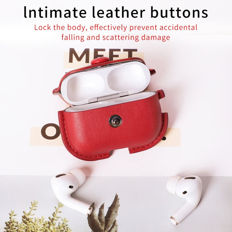 For AirPods Pro 2 Litchi Texture PU Leather Earphone Protective Case with Hook(Red) - For AirPods Pro 2 by PMC Jewellery | Online Shopping South Africa | PMC Jewellery | Buy Now Pay Later Mobicred