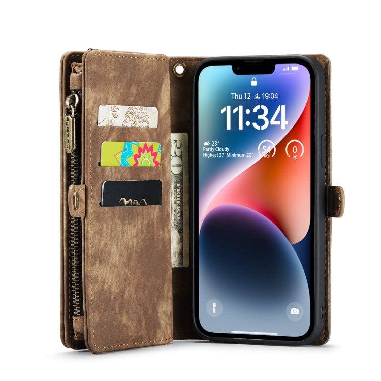 For iPhone 14 CaseMe 008 Detachable Multifunctional Leather Phone Case(Brown) - iPhone 14 Cases by CaseMe | Online Shopping South Africa | PMC Jewellery | Buy Now Pay Later Mobicred