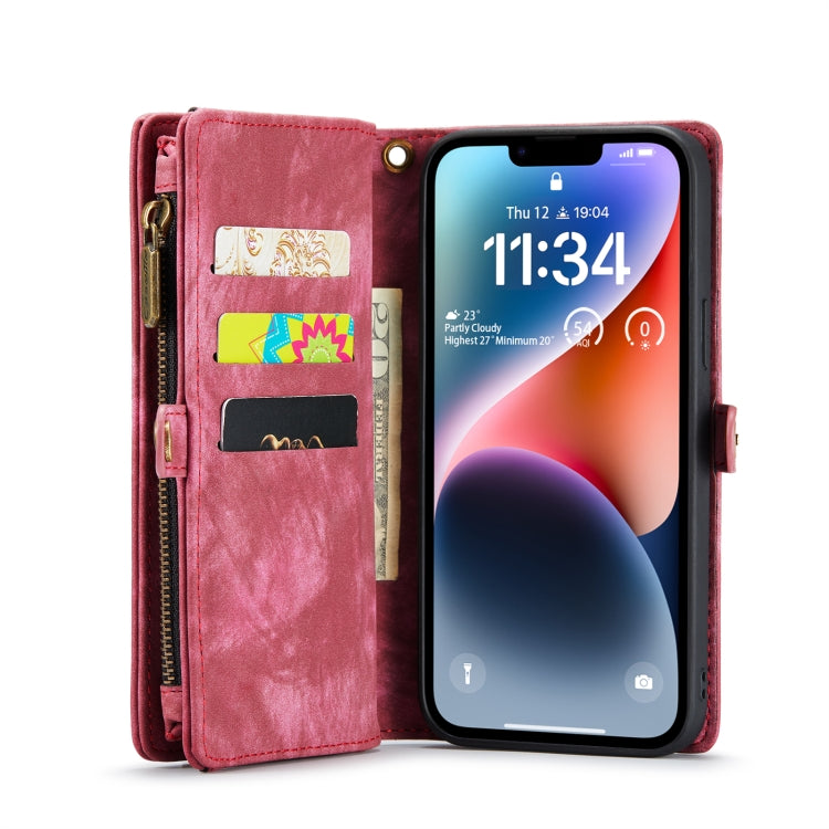 For iPhone 14 CaseMe 008 Detachable Multifunctional Leather Phone Case(Red) - free shipping - PMC Jewellery - Order now!