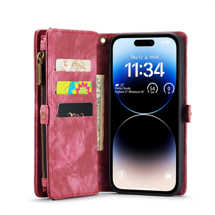 For iPhone 14 Pro Max CaseMe 008 Detachable Multifunctional Leather Phone Case(Red) - iPhone 14 Pro Max Cases by CaseMe | Online Shopping South Africa | PMC Jewellery | Buy Now Pay Later Mobicred