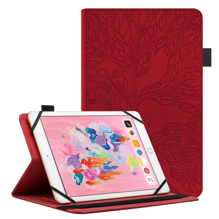 For 8 inch Life Tree Pattern Flip Universal Leather Tablet Case(Red) - 8 inch by PMC TechLife | Online Shopping South Africa | PMC TechLife | Buy Now Pay Later Mobicred